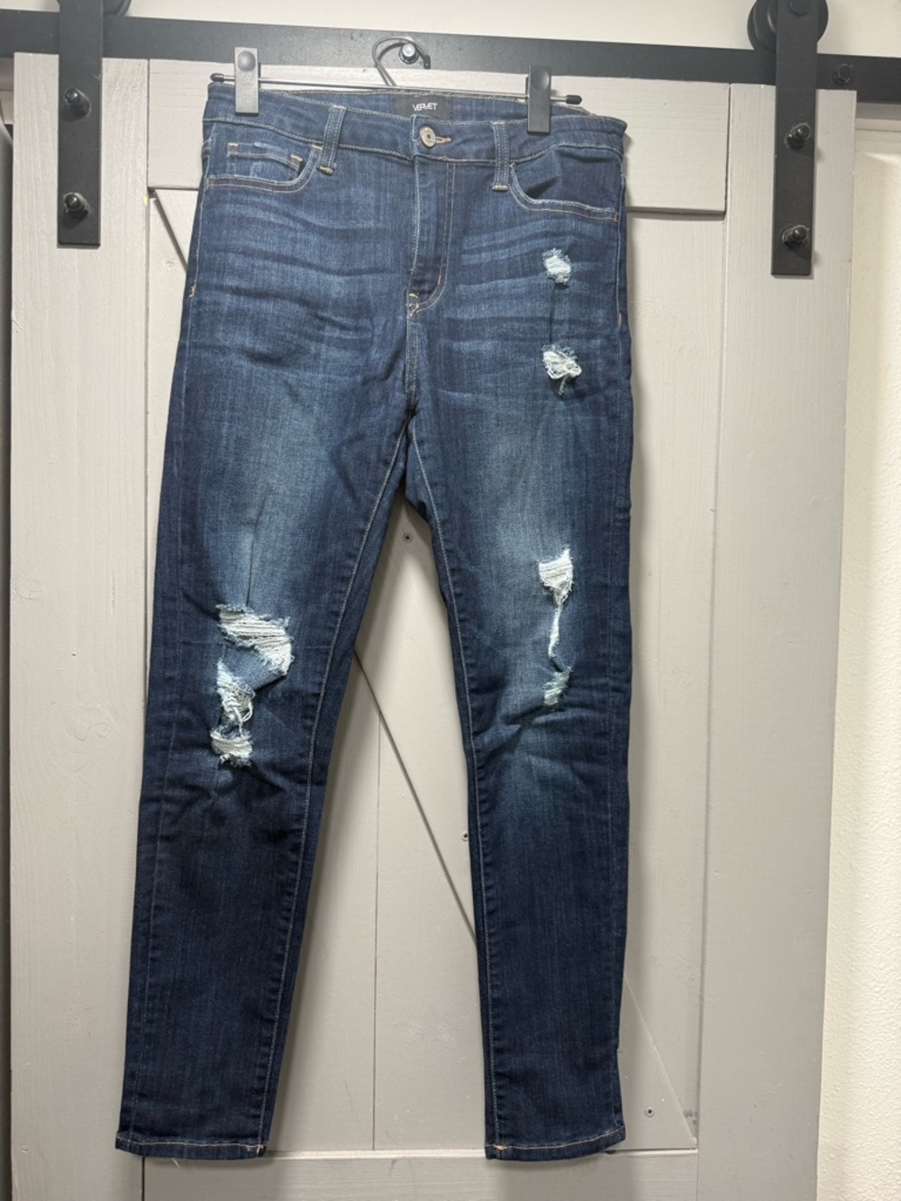 Vervet Blue Skinny Distressed Jeans - Women